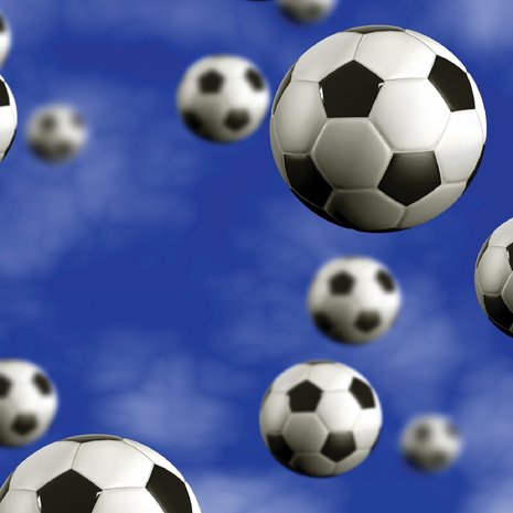 Voetbal behang blauw met ballen