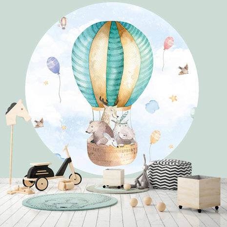 Muurcirkel Luchtballon met dieren