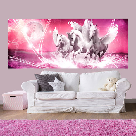 Paarden behang poster Pegasus roze