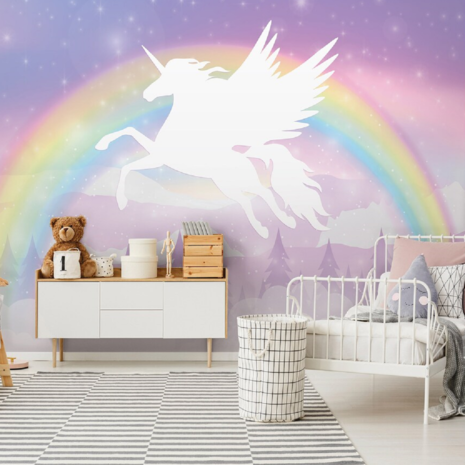 Pegasus eenhoorn behang Regenboog