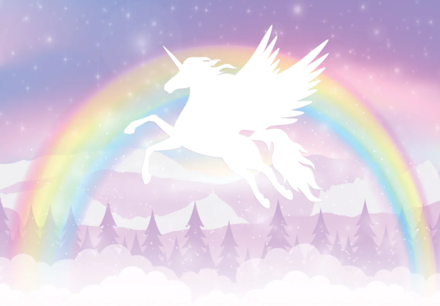 Witte Pegasus eenhoornbehang Regenboog