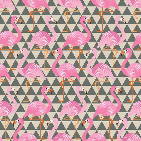 Flamingo behang met patroon
