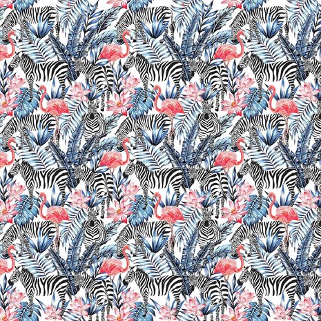 Flamingo behang met zebra