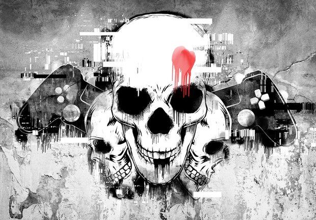 Game behang Skulls en Controllers