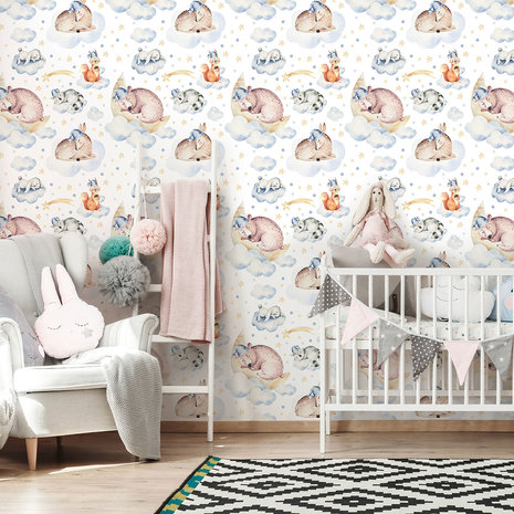 Dieren behang babykamer Sleeping Animals II