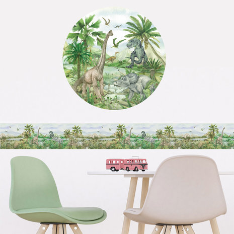 Muursticker cirkel Dinosaurus Dinoland 