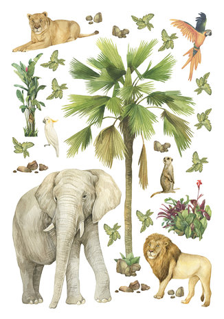 Jungle dieren muurstickers Olifant L