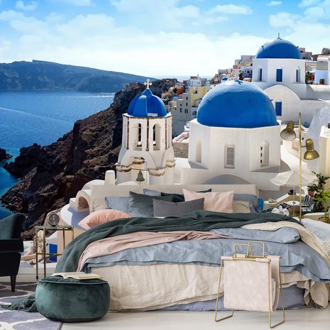 Santorini behang slaapkamer