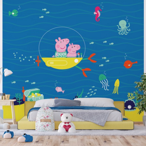 Peppa Pig behang Onderwater kinderkamer