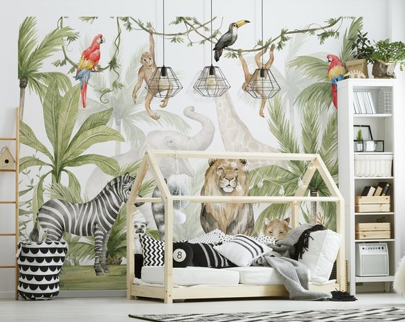Jungle Safari behang babykamer