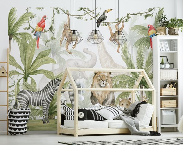 Babykamer Safari behang - | Muurdeco4kids