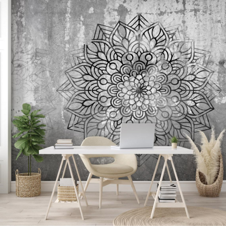 Mandala fotobehang Beton donker