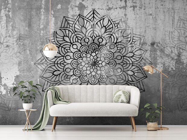 Mandala fotobehang Beton donker