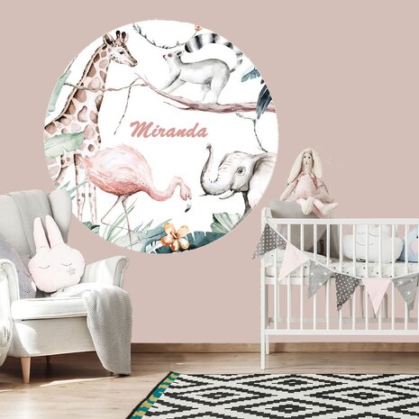 Babykamer jungle muurcirkel met naam