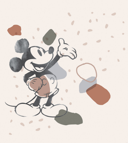 Mickey Mouse behang aardetinten