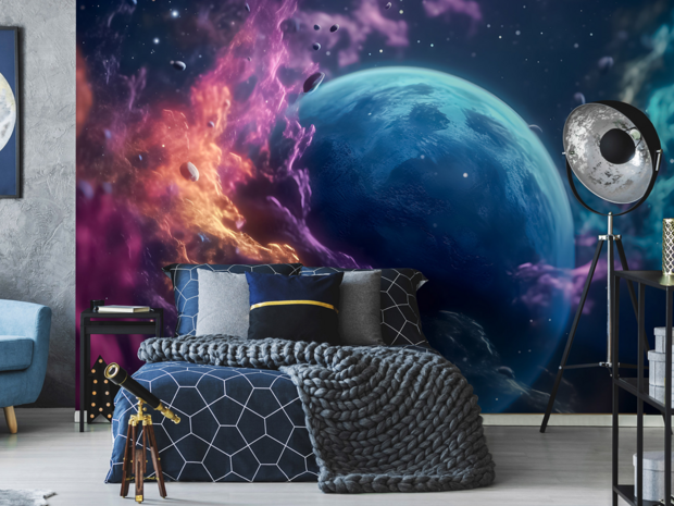 Space fotobehang Planeet en Nevels