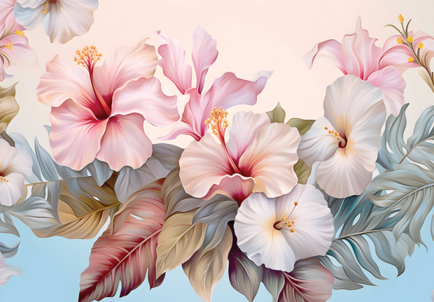 Hibiscus bloemen behang