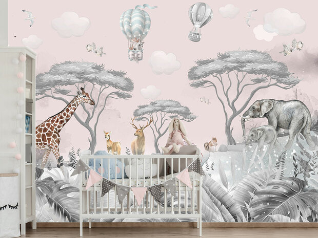 Jungle Safari behang babykamer
