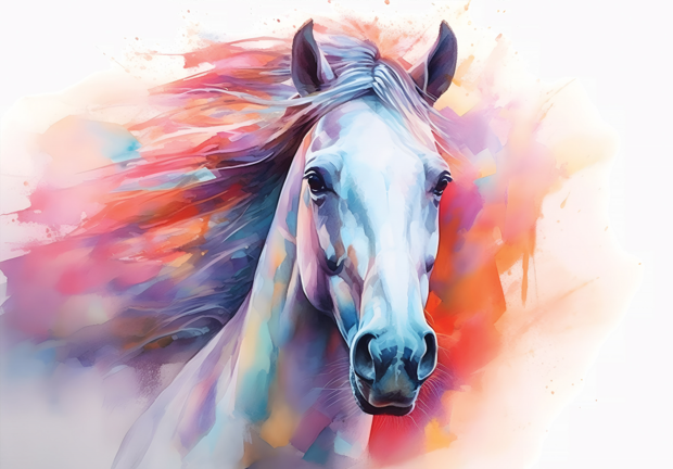 Paarden behang Aquarel gekleurd paard