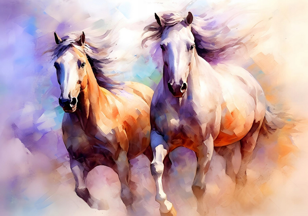 Paarden behang Aquarel paarden