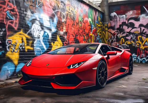 Auto behang Ferrari Graffiti muur