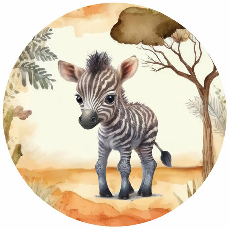 Baby Jungledieren Muurcirkel Zebra