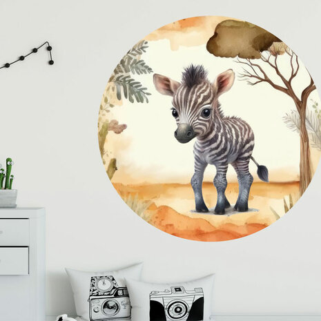 Baby Jungledieren Muurcirkel Zebra