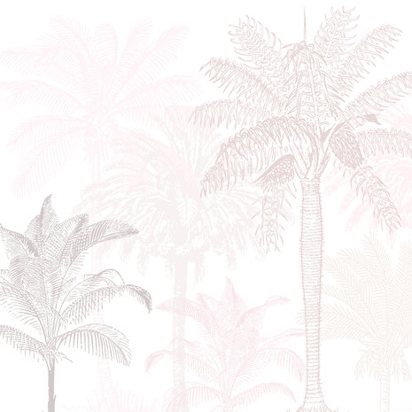 Palmbomen behang Wit Roze
