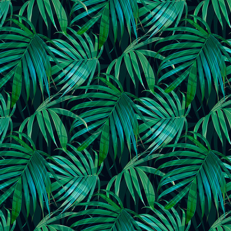 Groene palmbladeren behang