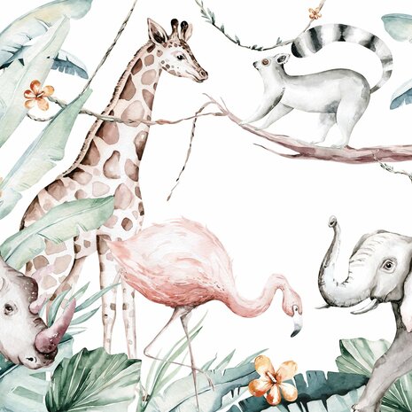 Aquarel Jungle behang Paradise Animals 