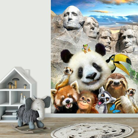 Jungledieren behang Selfie USA