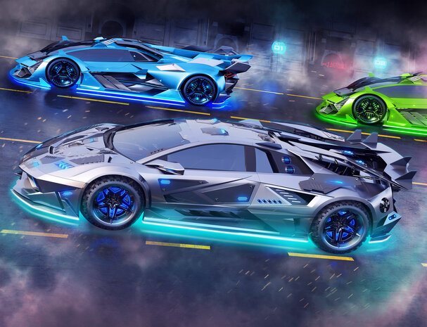 Neon Supercars behang - Walltastic NW