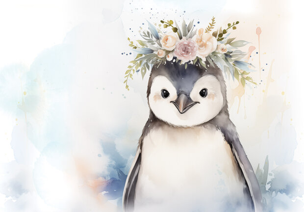 Kleine Pinguïn fotobehang TOTALE AFBEELDING