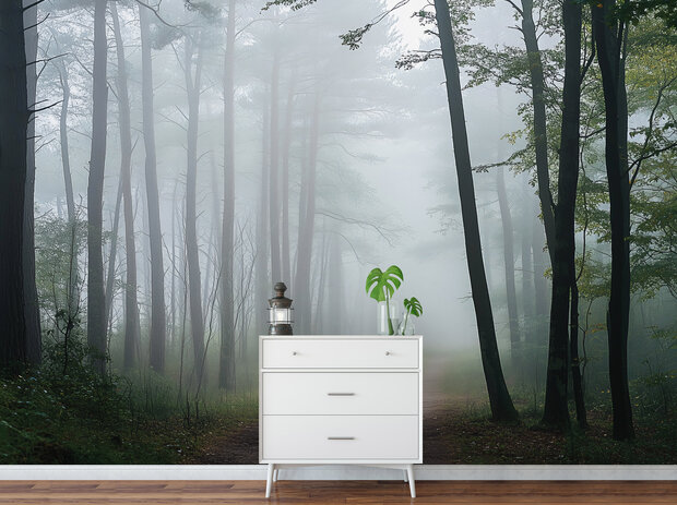 Mistig Bos fotobehang V38