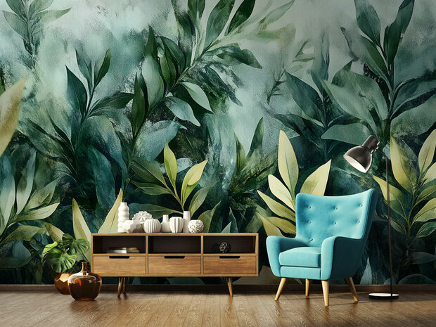 Groene Bladeren fotobehang V90
