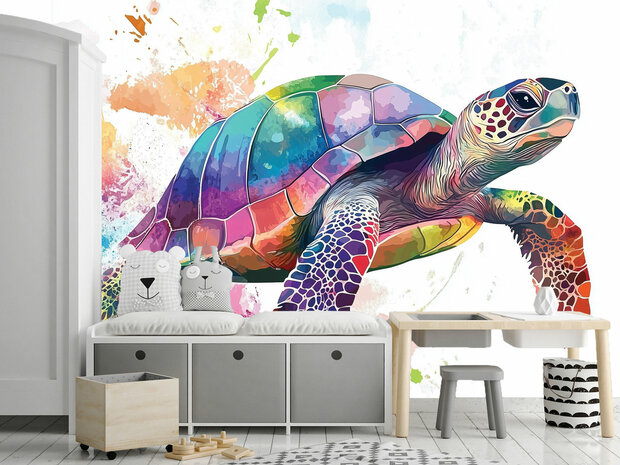 Aquarel Zeeschildpad fotobehang 