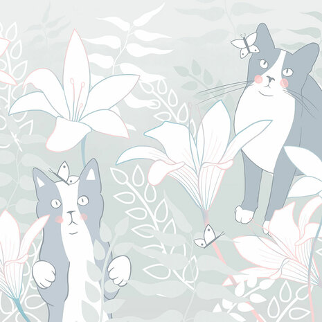 Katten behang Cat Matters - Grijs