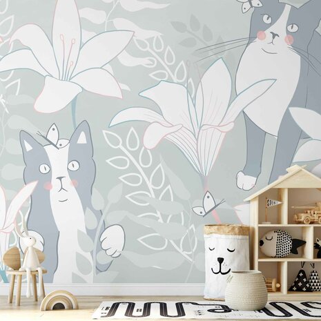 Katten behang Cat Matters - Grijs