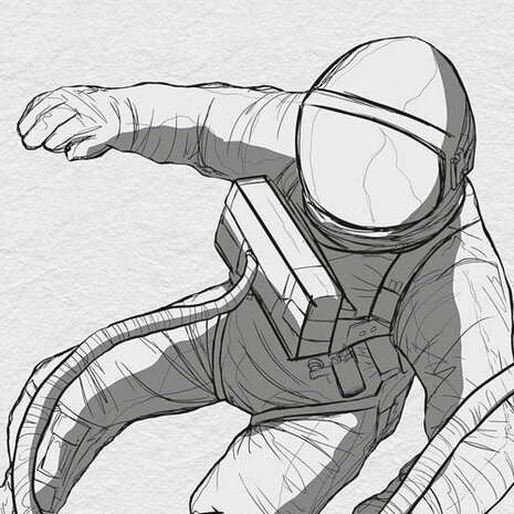 Astronauten behang Grijs