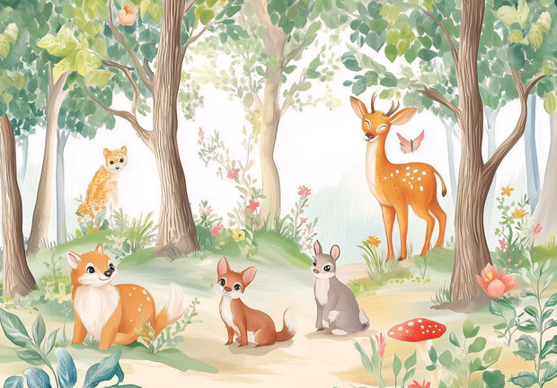 Bosdieren fotobehang Woodland