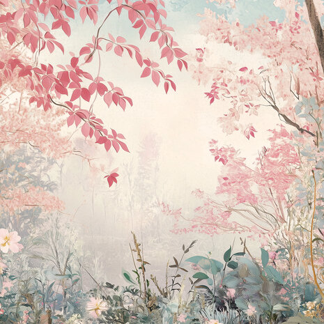 Bos fotobehang Pink Forest