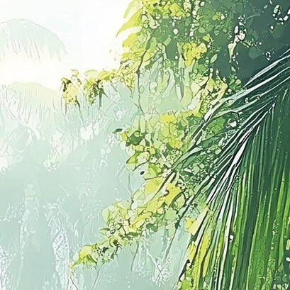 Jungle fotobehang Zonnestralen