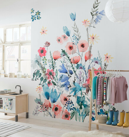 Aquarel bloemen behang Aquitaine