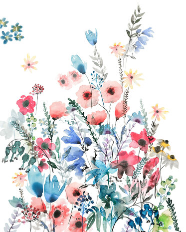 Aquarel bloemen behang Aquitaine
