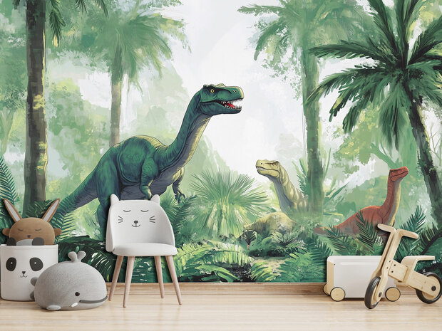 Dinosaurus fotobehang In het oerwoud