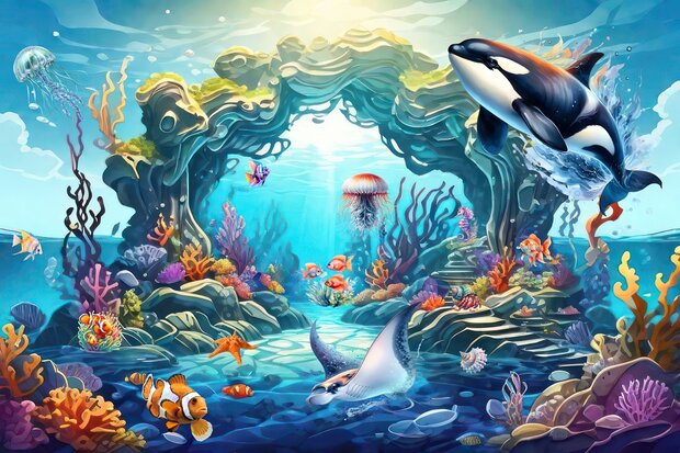 Onderwater VINYL fotobehang Sealife