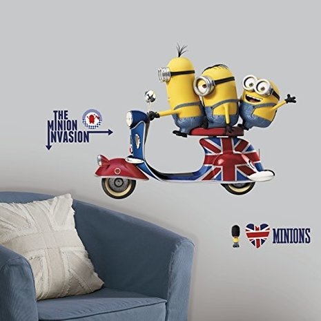 Minions Scooter maxi muursticker