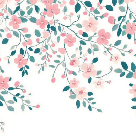 Hippe roze bloemetjes fotobehang 