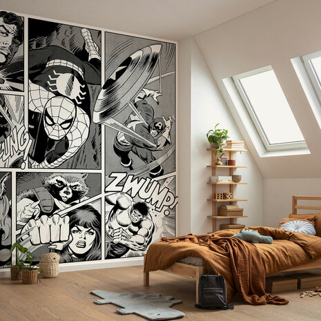 Marvel Classic Comic Panel behang Zwart-Wit