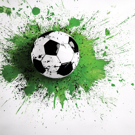 Voetbal op muur fotobehang Groen Wit